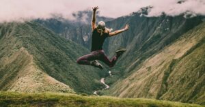 woman jumping in the air